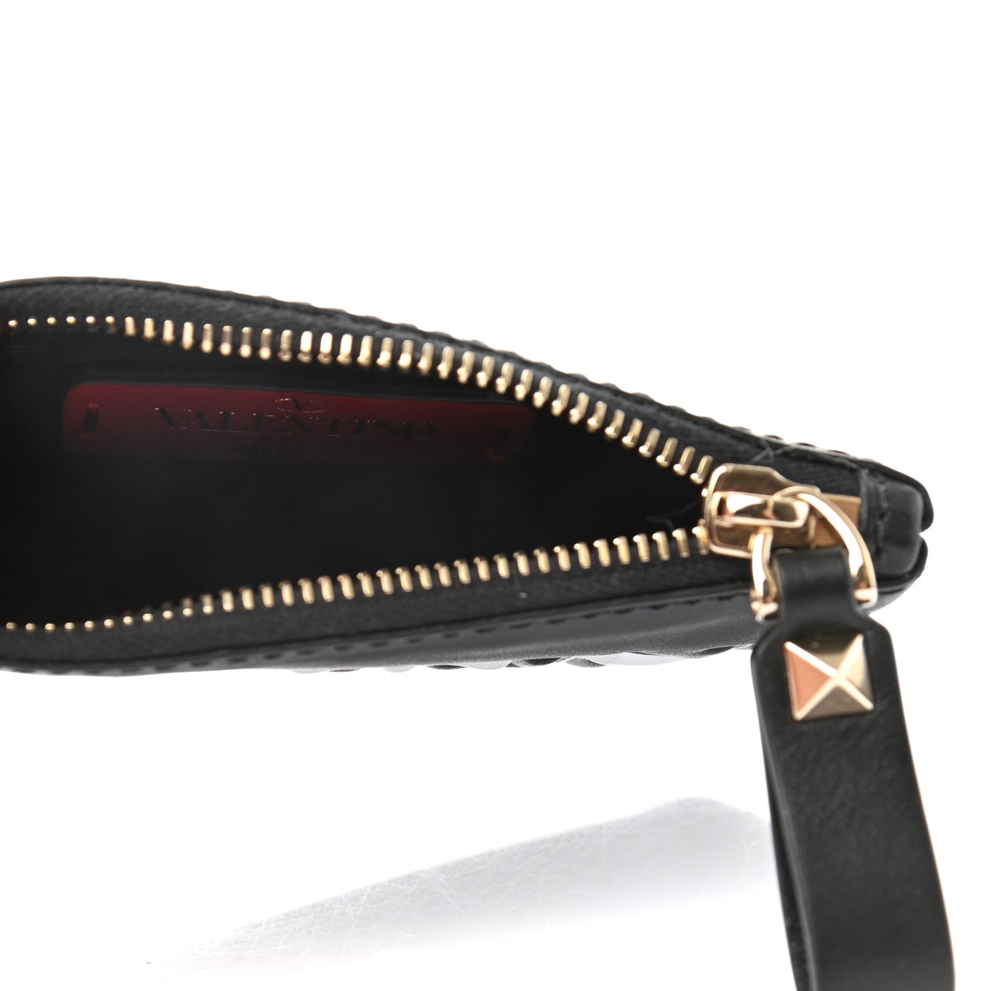 Calfskin VLTN Zip Pouch Black White