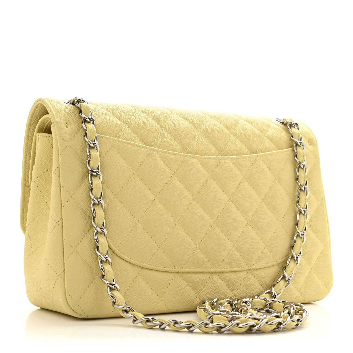 Chanel Caviar Quilted Jumbo Double Flap Yellow 3 of 13