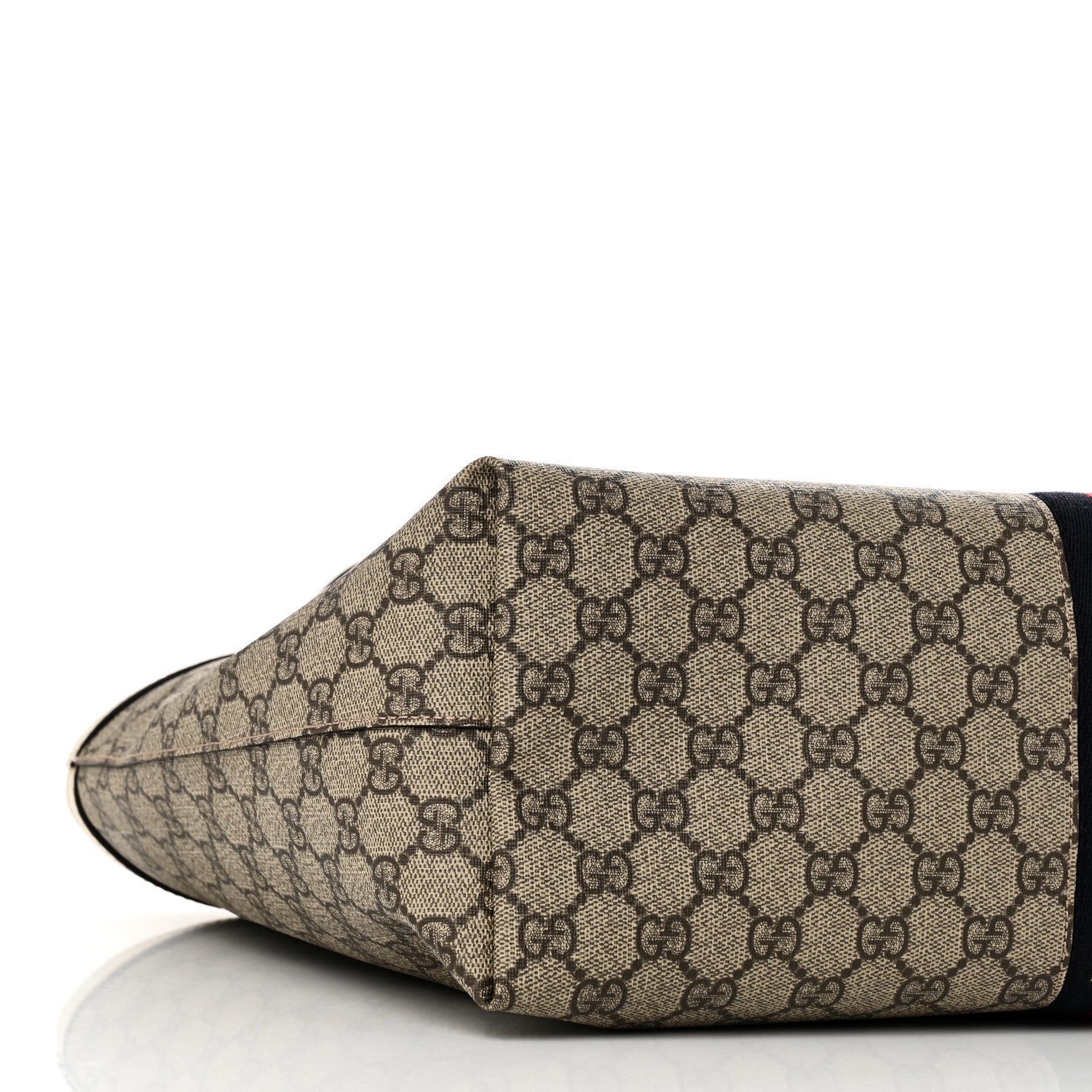 Gucci GG Supreme Monogram Textured Dollar Calfskin Web Medium Ophidia Shopping Tote Beige Ebony Mystic White 9 of 10