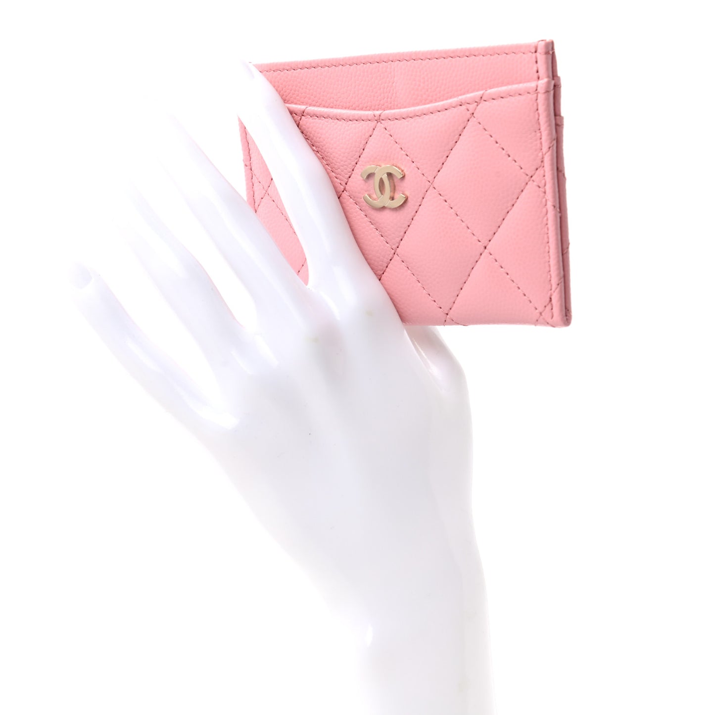 Caviar Quilted Card Holder Pink