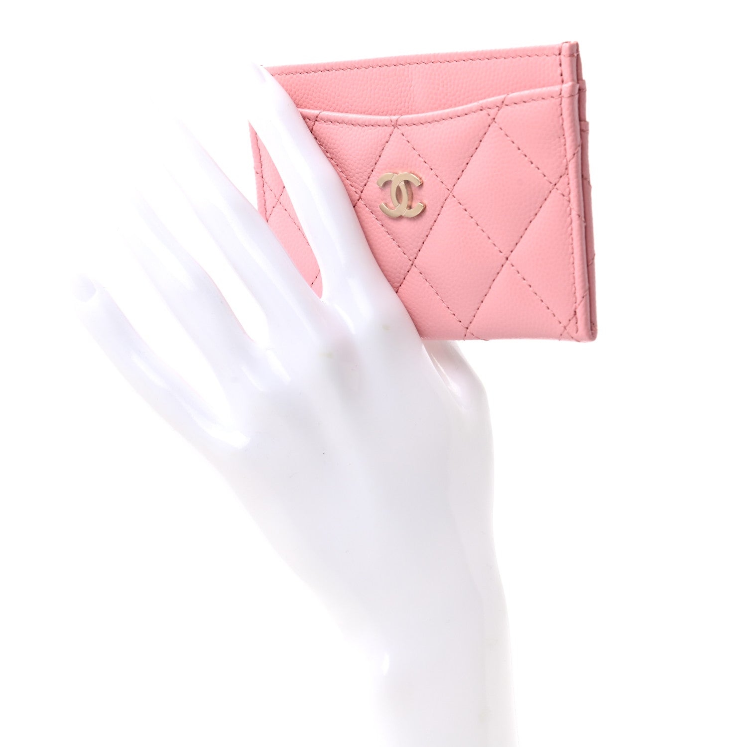 Chanel Caviar Quilted Card Holder Pink 2 of 8