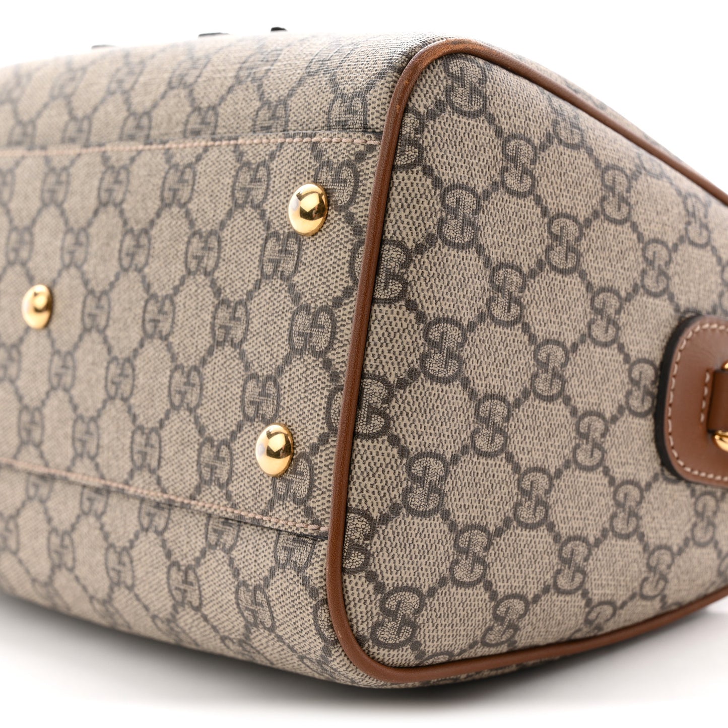 GG Supreme Monogram Floral Embroidered Small Boston Brown
