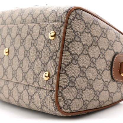 Gucci GG Supreme Monogram Floral Embroidered Small Boston Brown 10 of 12