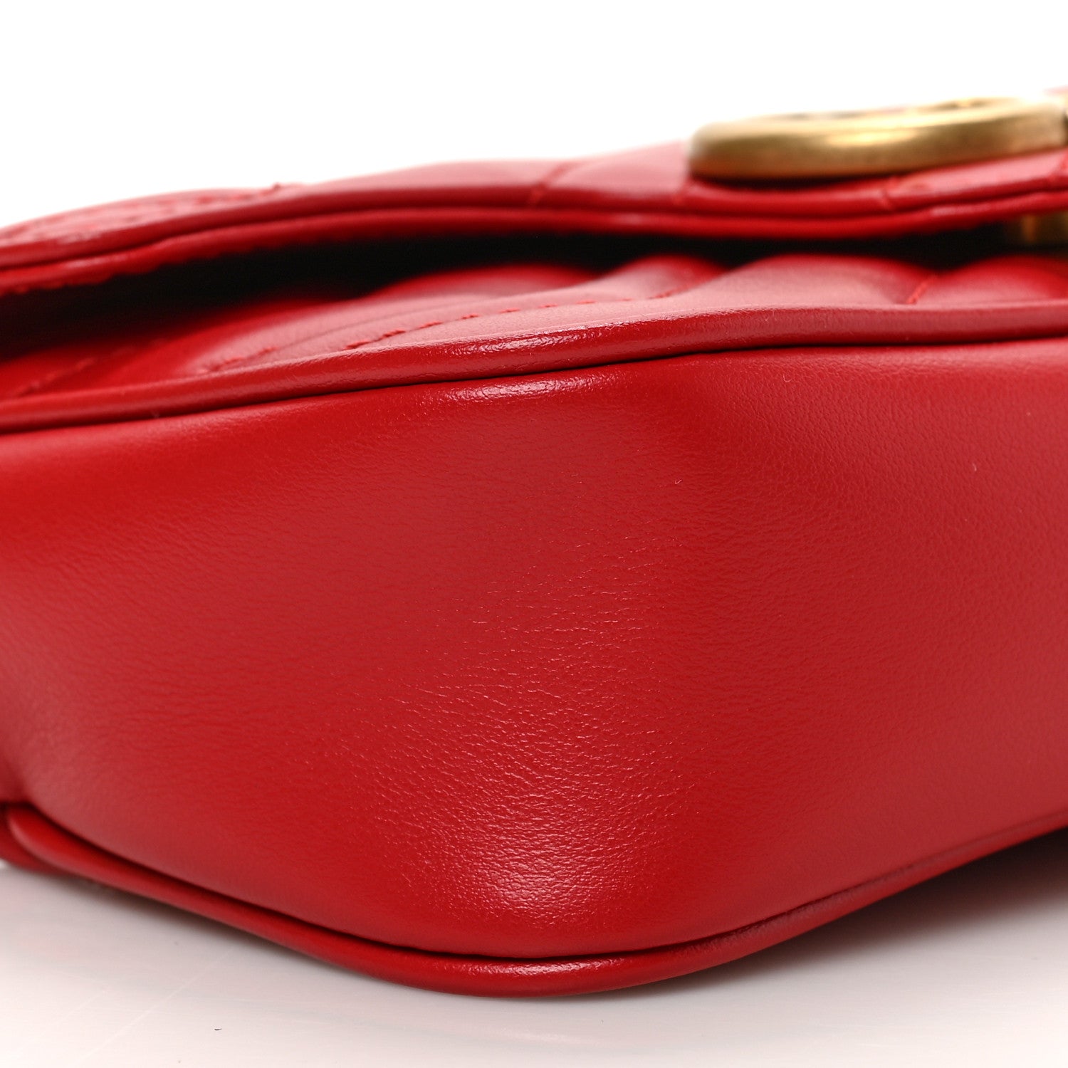 Gucci Calfskin Matelasse Super Mini GG Marmont Shoulder Bag Hibiscus Red 7 of 8