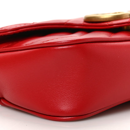 Gucci Calfskin Matelasse Super Mini GG Marmont Shoulder Bag Hibiscus Red 7 of 8