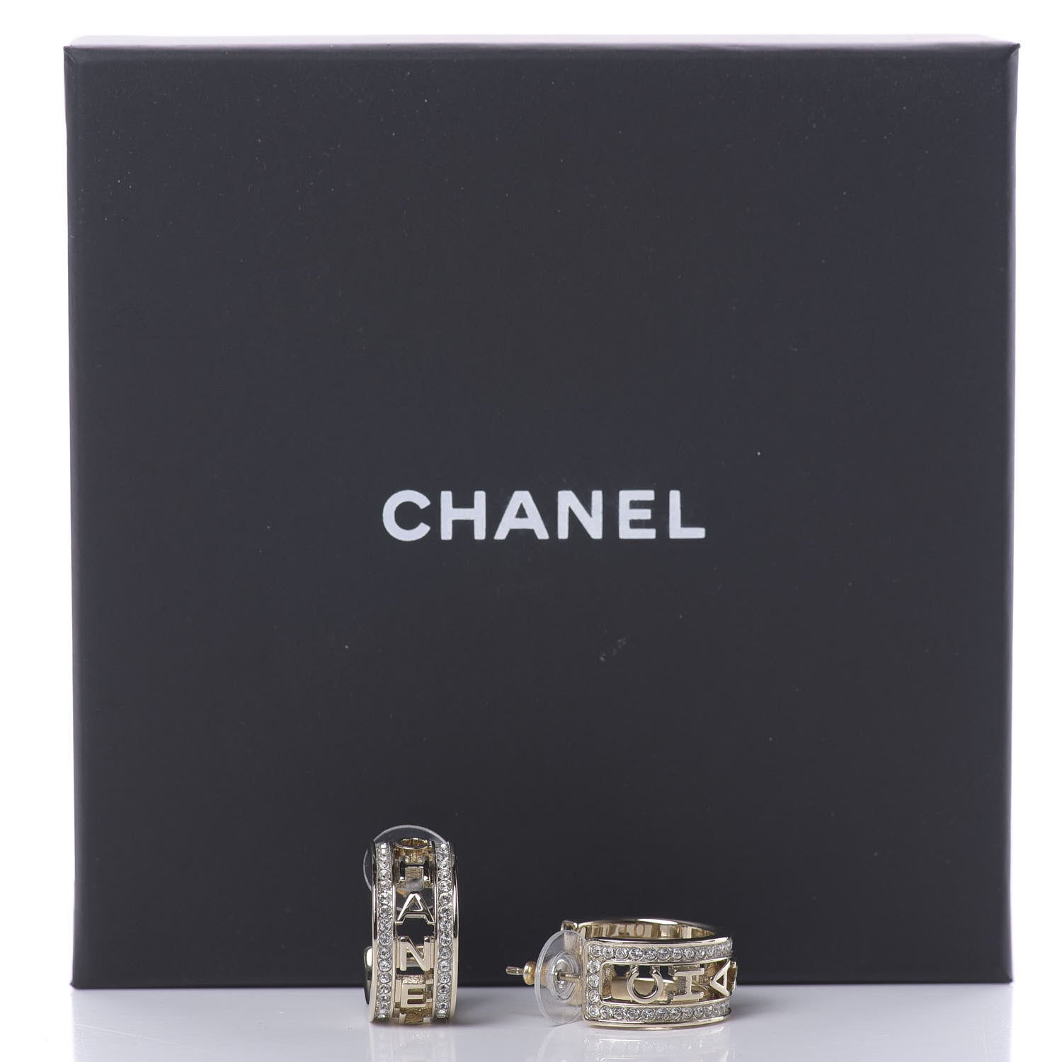 Chanel Metal Crystal Bow-tiful CC Hoop Earrings Gold 5 of 5