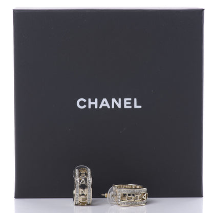Chanel Metal Crystal Bow-tiful CC Hoop Earrings Gold 5 of 5