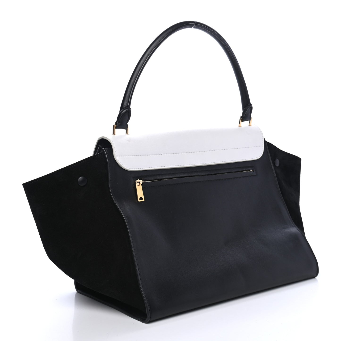 Smooth Calfskin Suede Large Bi-Color Trapeze Black