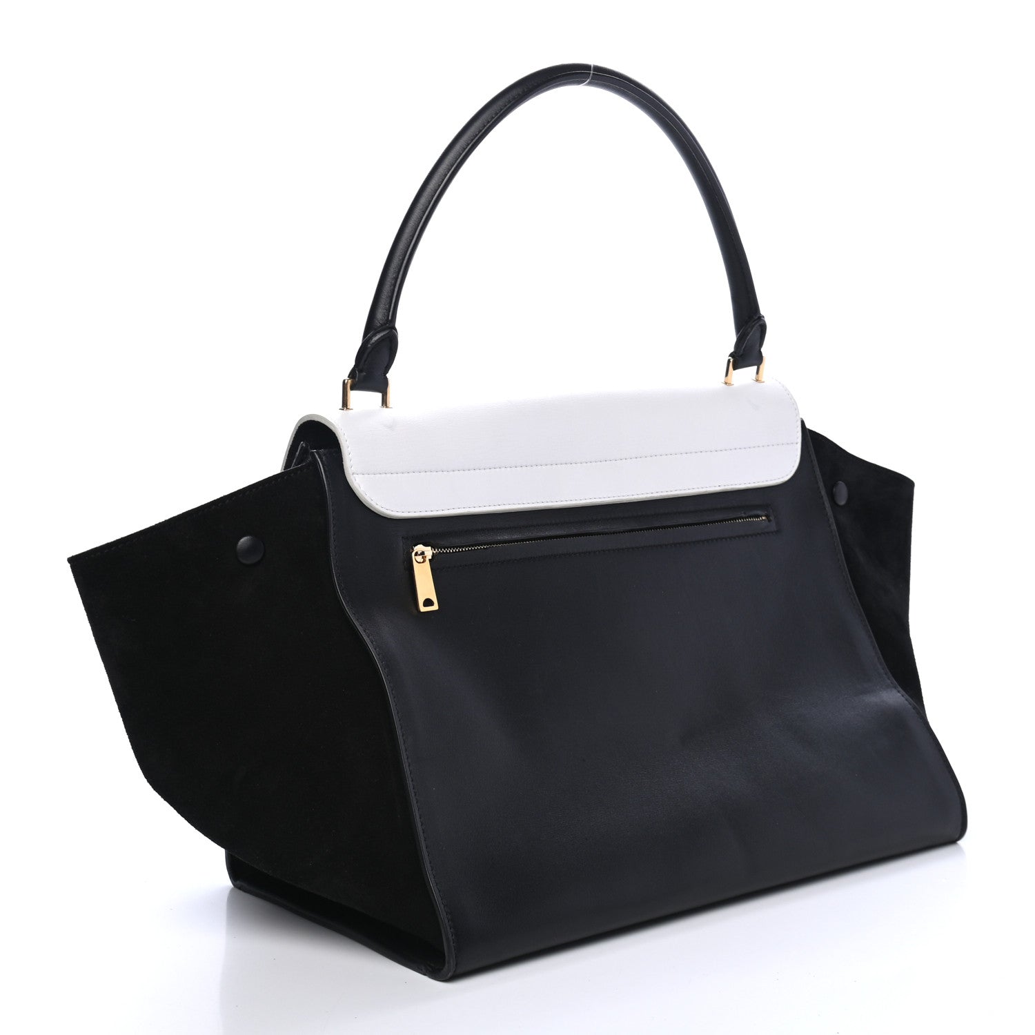 Celine Smooth Calfskin Suede Large Bi-Color Trapeze Black 1 of 4