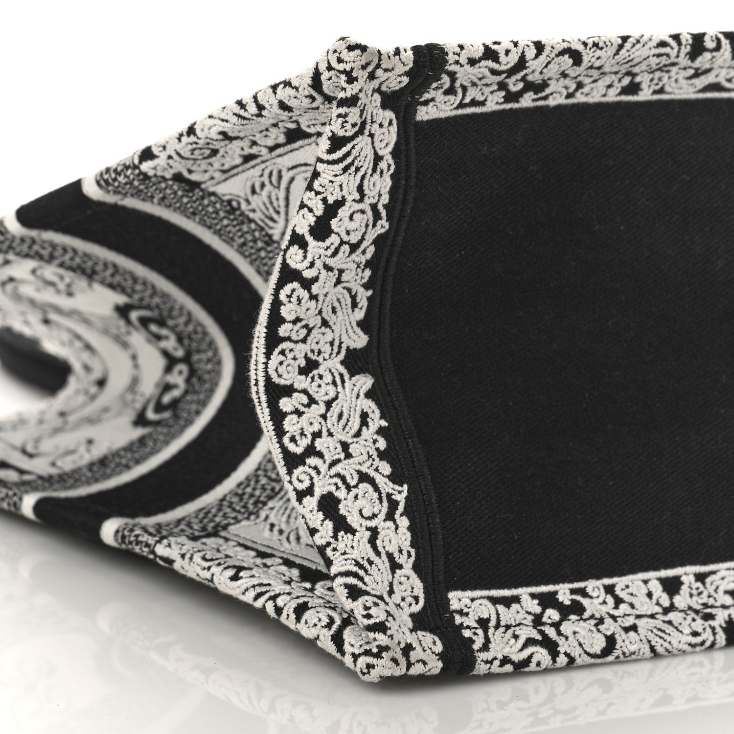 Christian Dior Canvas Embroidered Medium Ornamental Cornely Effect Book Tote Black White 7 of 8