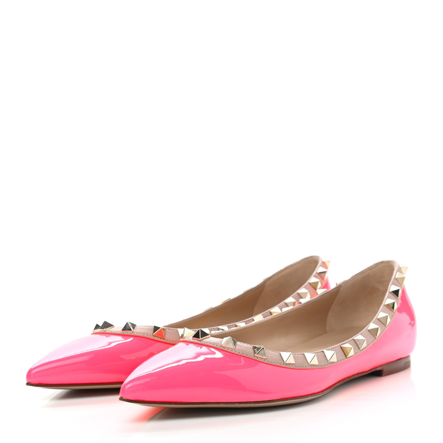 Valentino Garavani Patent Nappa Rockstud Ballerina Flats 37 Fuxia Fluo Poudre 3 of 9