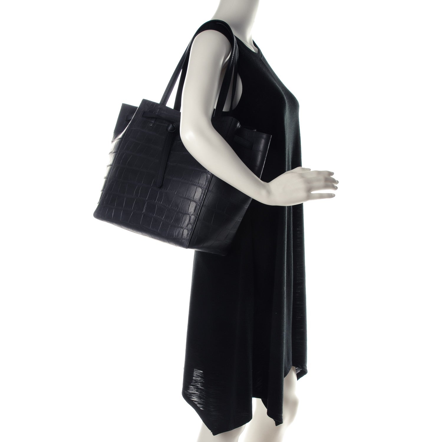 Celine Crocodile Embossed Nubuck Small Belt Cabas Phantom Navy Blue 2 of 8