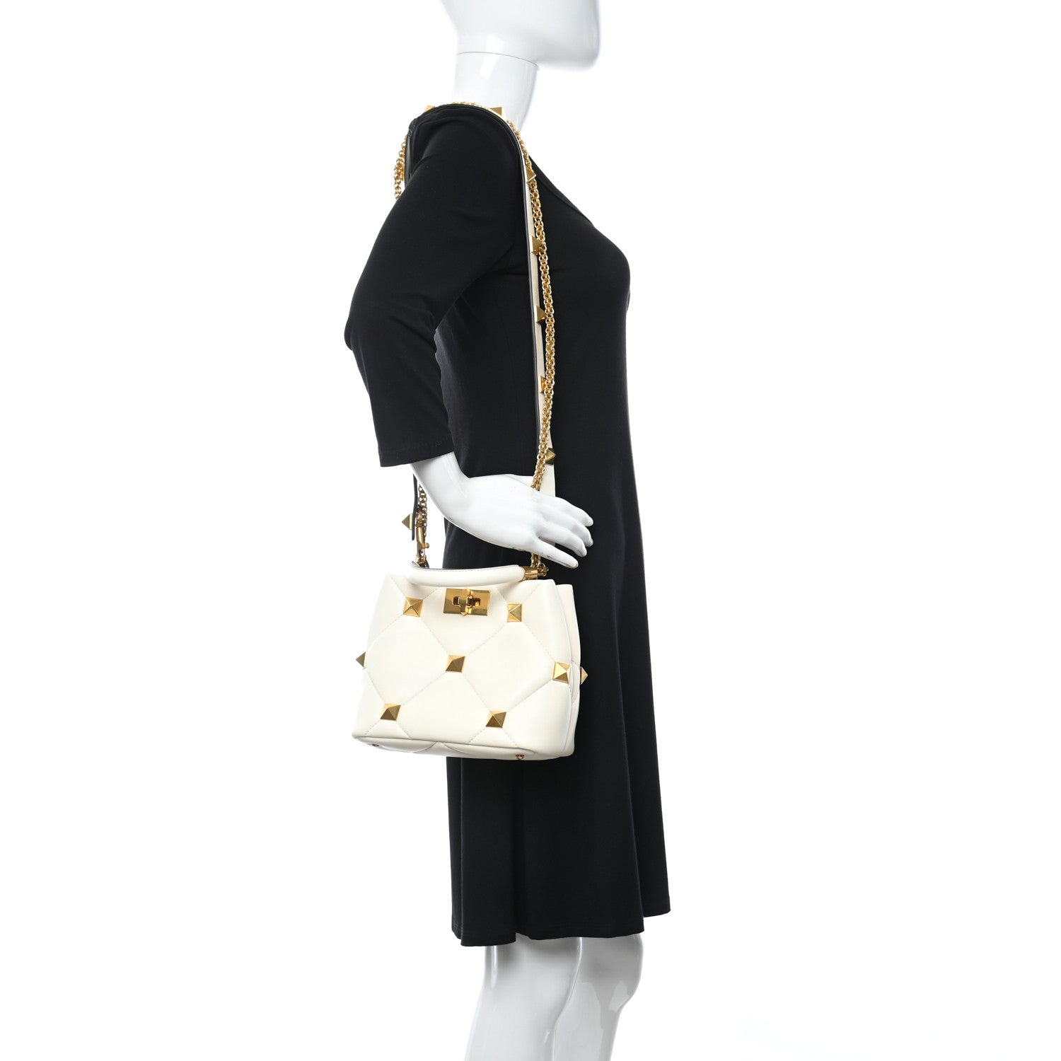 Valentino Garavani Nappa Small Roman Stud The Handle Bag Ivory 2 of 9