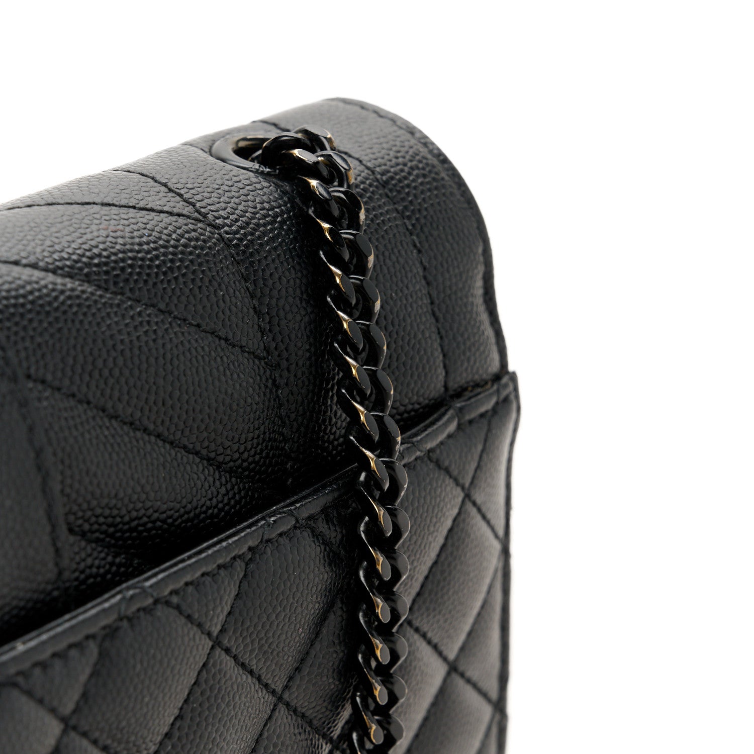 Saint Laurent Grain De Poudre Textured Mixed Matelasse Triquilt Small Monogram Monochrome Satchel Black 12 of 14