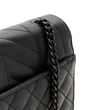Saint Laurent Grain De Poudre Textured Mixed Matelasse Triquilt Small Monogram Monochrome Satchel Black 12 of 14