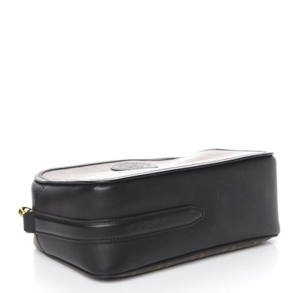 Fendi Glazed Fabric Vitello Century FF 1974 Stamp Patch Camera Case Mogano Panna Black 4 of 11