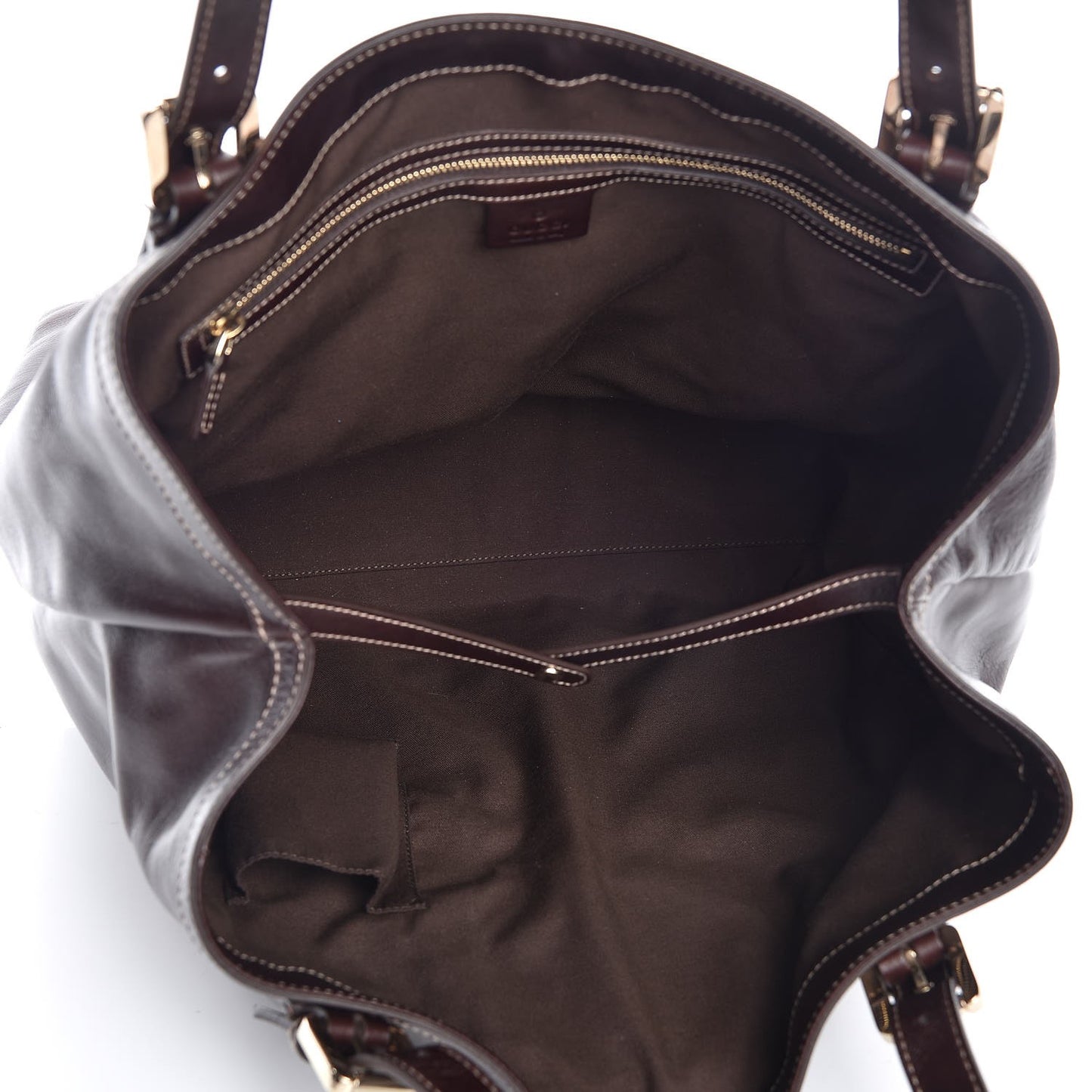 Calfskin Large Britt Shoulder Bag Dark Brown