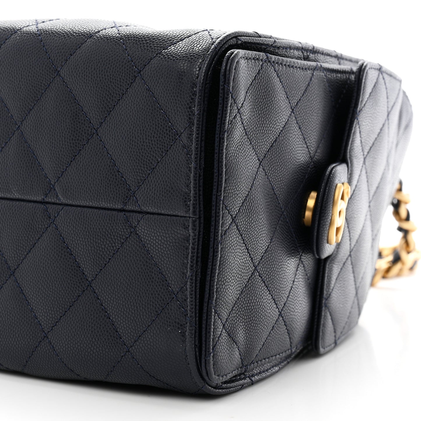 Caviar Quilted Small Chanel 25 Handbag Dark Navy