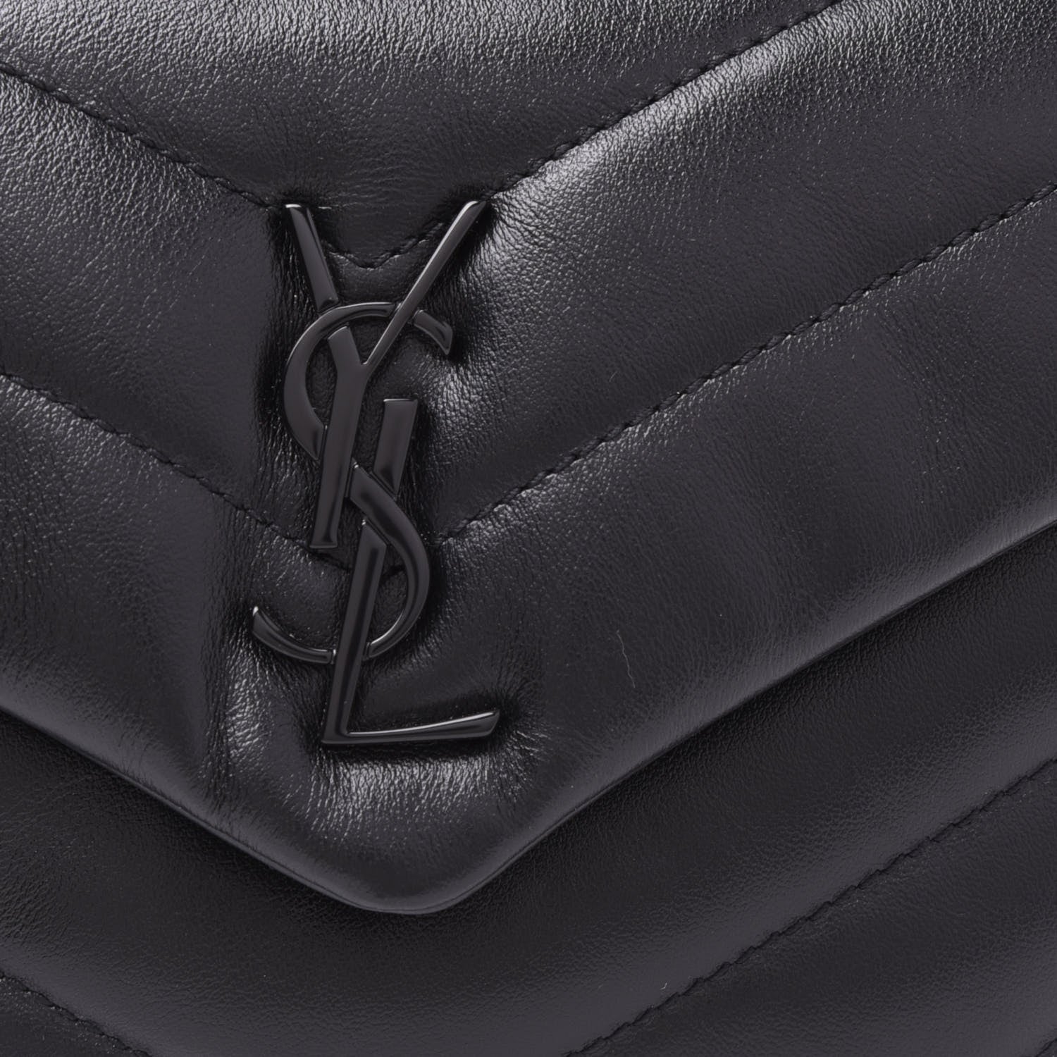 Saint Laurent Calfskin Y Quilted Monogram Toy Loulou Crossbody Bag Black 8 of 8