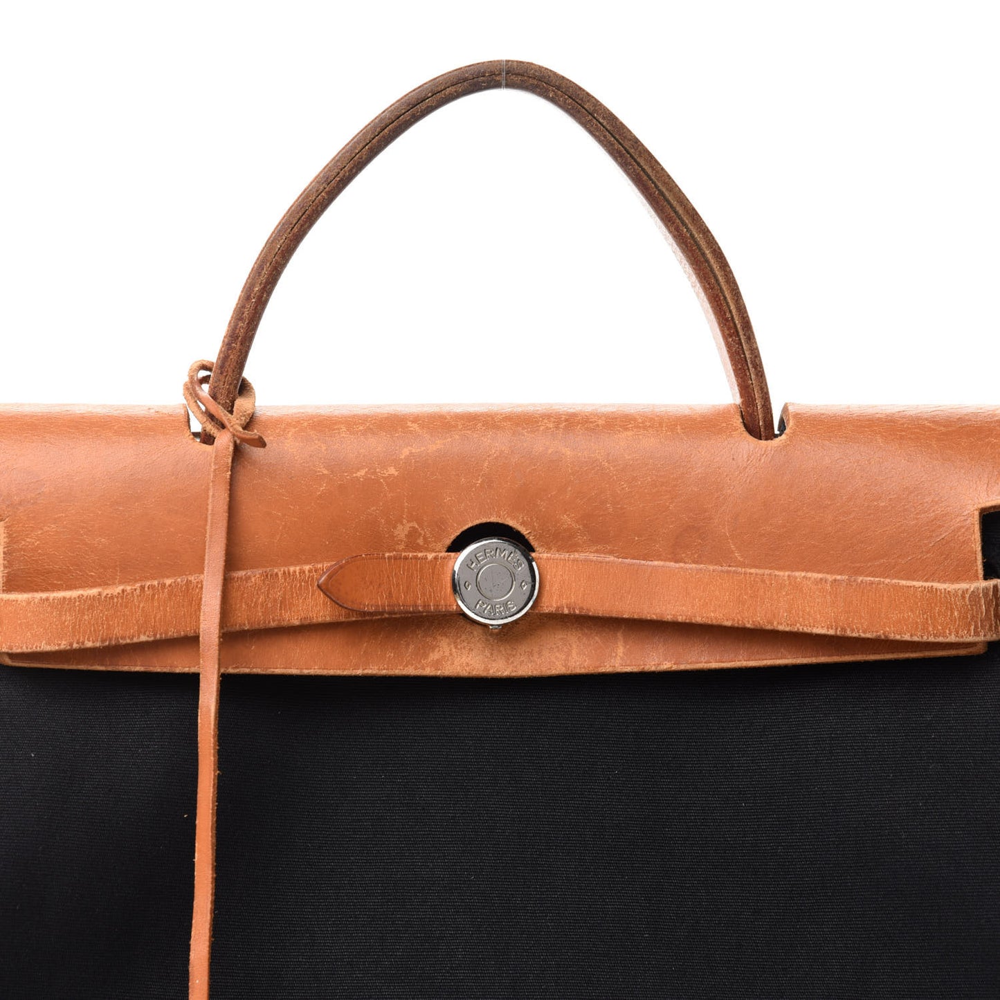 Toile Vache Calfskin Herbag 30 PM Black Natural