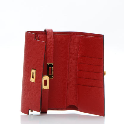 Hermes Epsom Kelly Medium Wallet Rouge Casaque 11 of 13