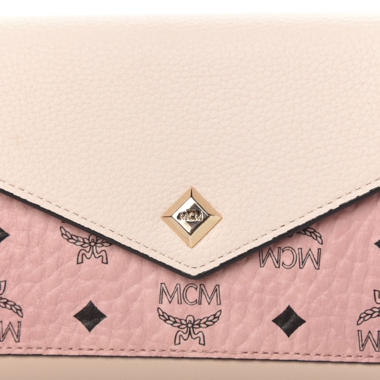 Calfskin Visetos Monogram Love Letter Color Block Wallet On Chain Pink Beige