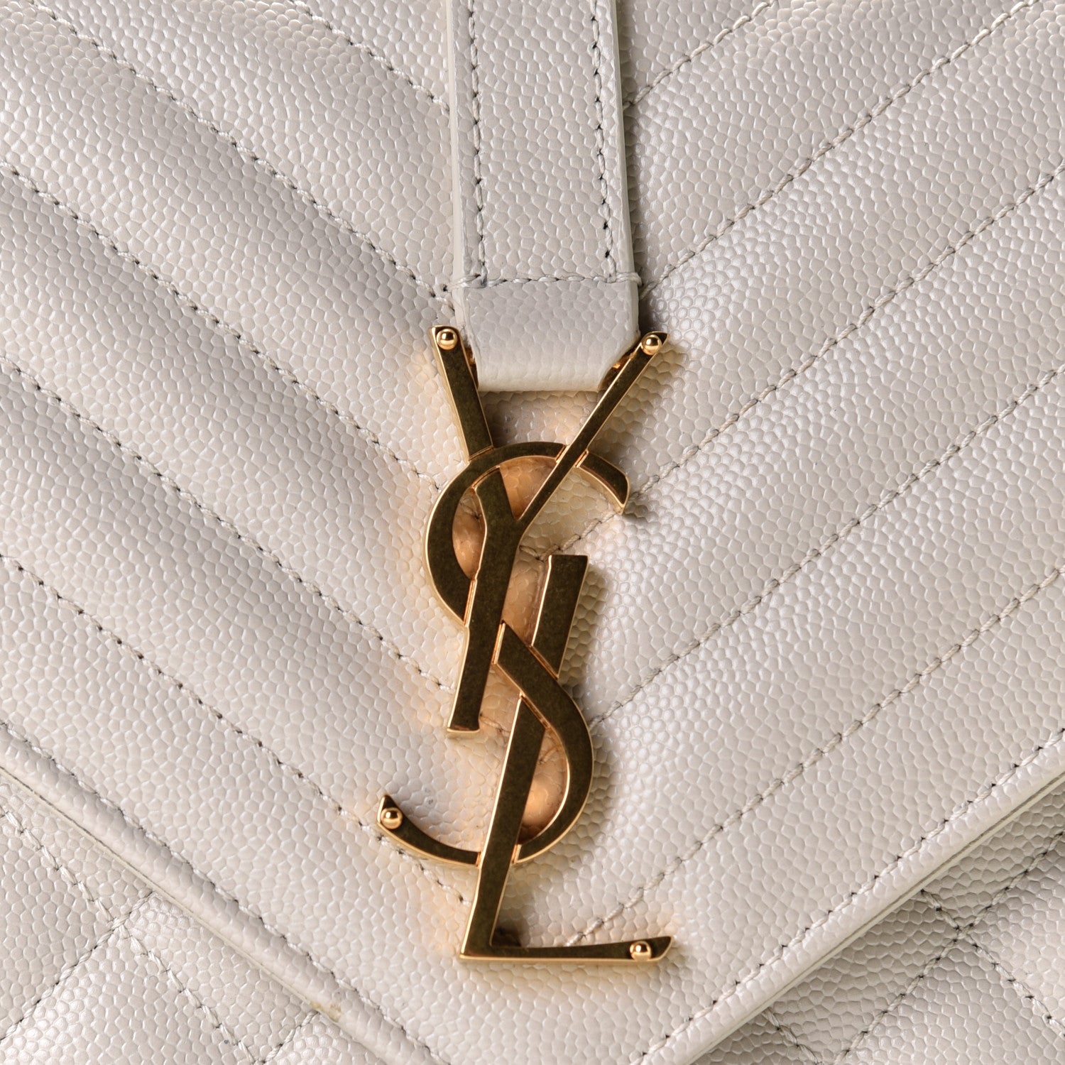 Saint Laurent Grain De Poudre Textured Mixed Matelasse Medium Triquilt Monogram Satchel Crema Soft 10 of 11