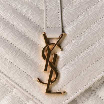 Saint Laurent Grain De Poudre Textured Mixed Matelasse Medium Triquilt Monogram Satchel Crema Soft 10 of 11