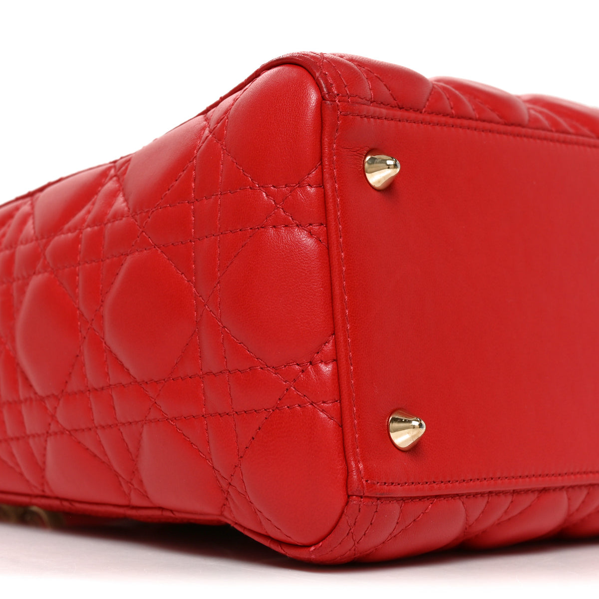 Lambskin Cannage Medium Lady Dior Red