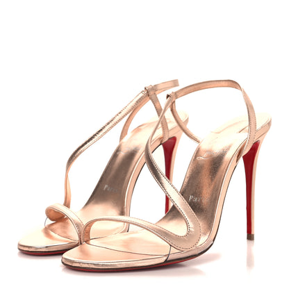 Christian Louboutin Kid Laminato Satin PVC Rosalie 100 Sandals 38 Leche 3 of 9
