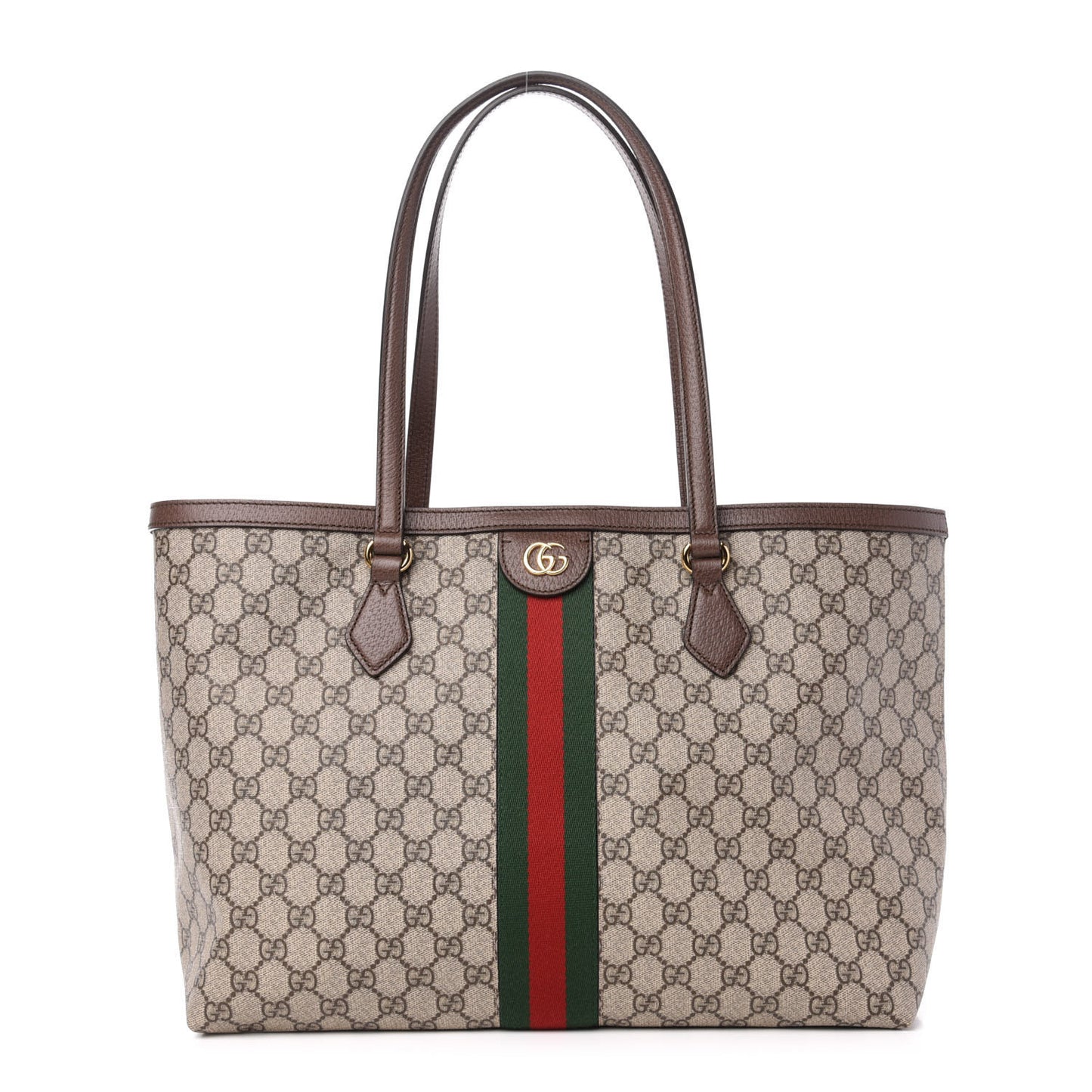 GG Supreme Monogram Medium Ophidia Shopping Tote Brown