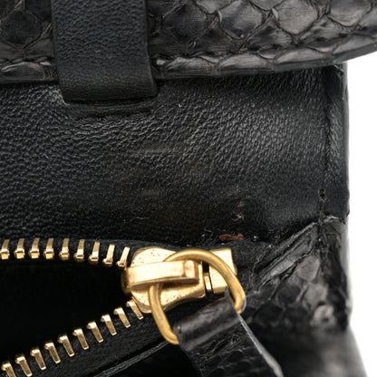 Celine Snakeskin Medium Classic Box Flap Bag Black 18 of 21