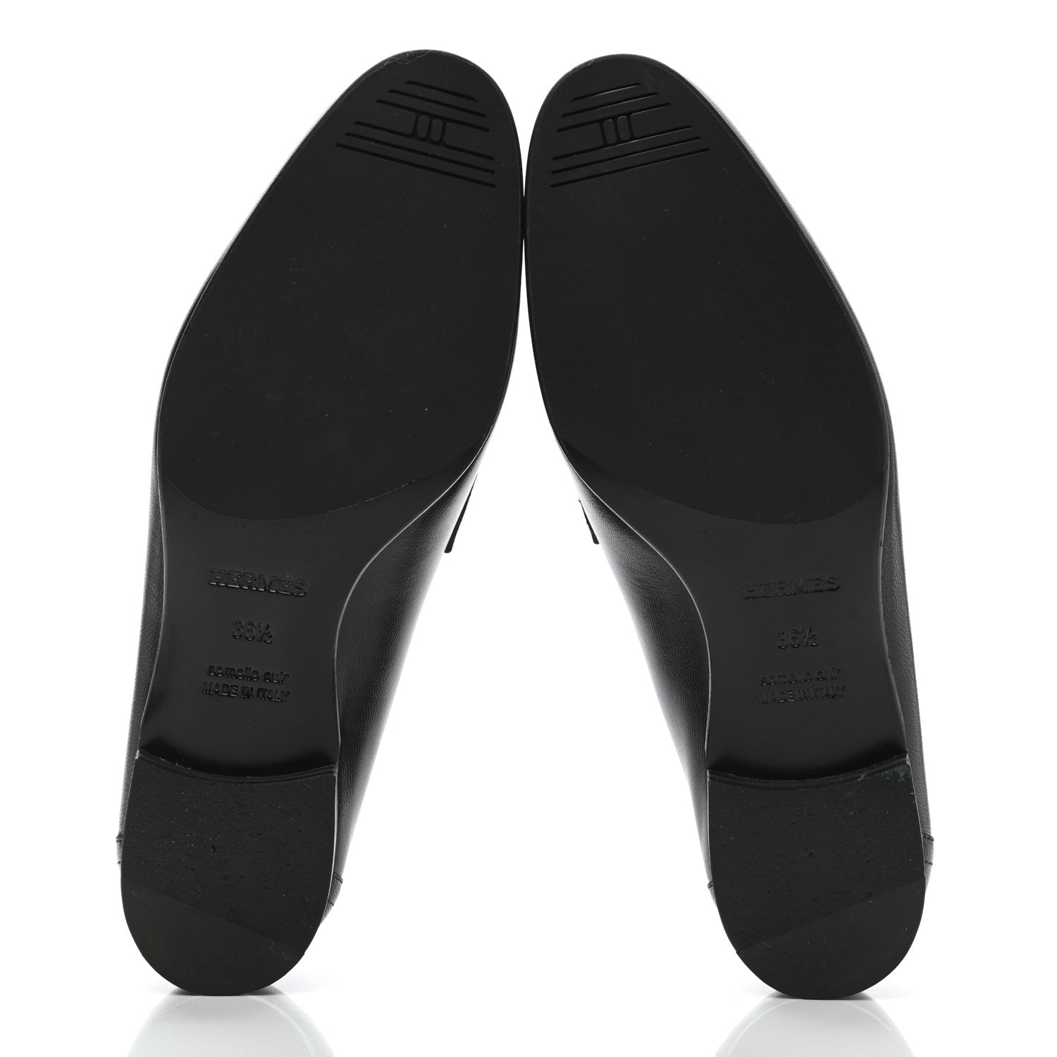 Hermes Goatskin Womens Paris Loafers 36.5 Black 5 of 9