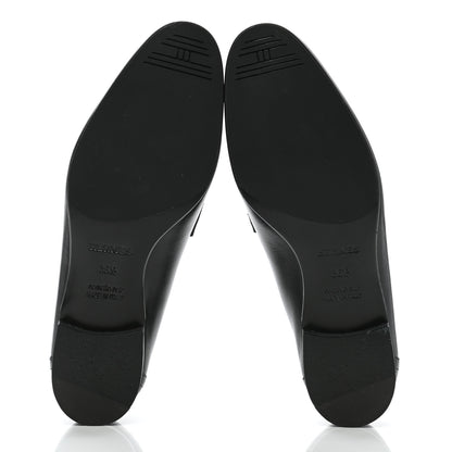 Hermes Goatskin Womens Paris Loafers 36.5 Black 5 of 9