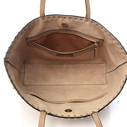 Valentino Garavani Grained Calfskin Small Rockstud Shoulder Tote Beige 5 of 9