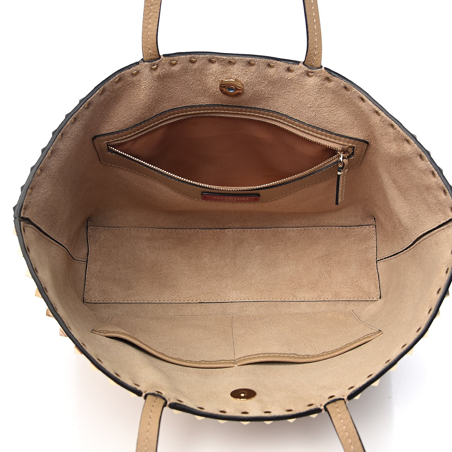 Valentino Garavani Grained Calfskin Small Rockstud Shoulder Tote Beige 5 of 9