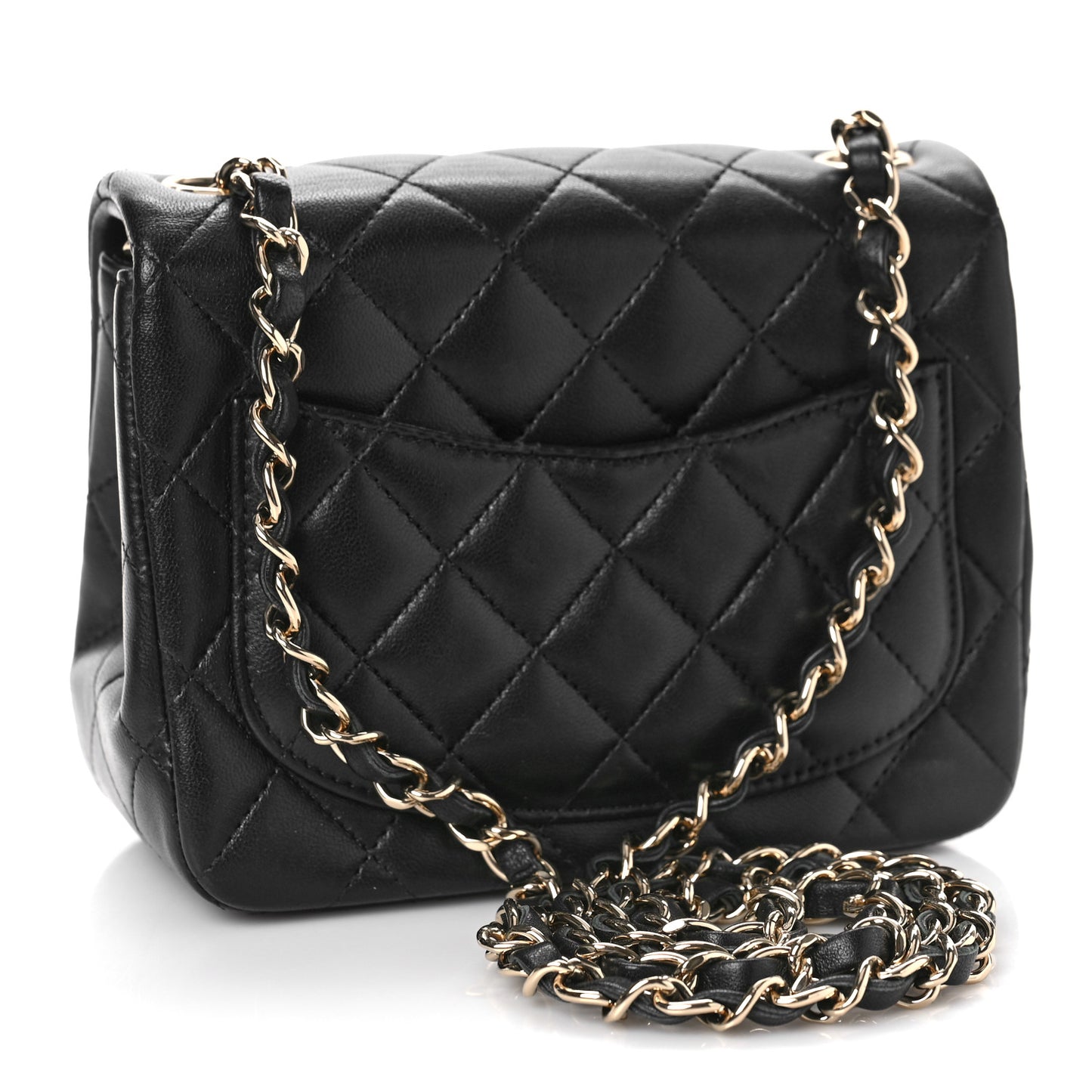Lambskin Quilted Mini Square Flap Black