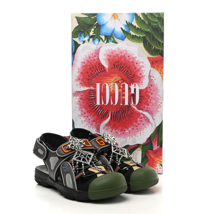 Gucci Mesh Fabric Tinsel Sport Sandals 37 Black Silver Green 8 of 8