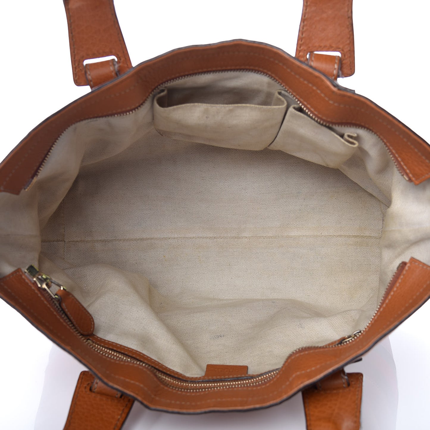 Calfskin Web Medium Heritage Tote Tan