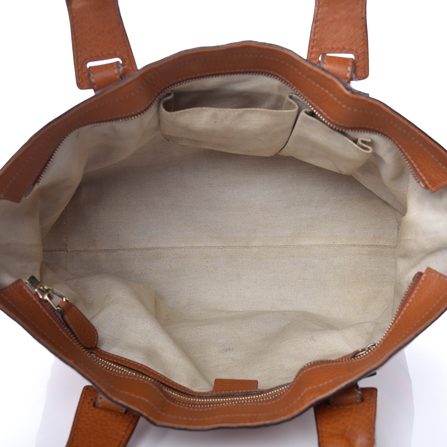 Gucci Calfskin Web Medium Heritage Tote Tan 5 of 25