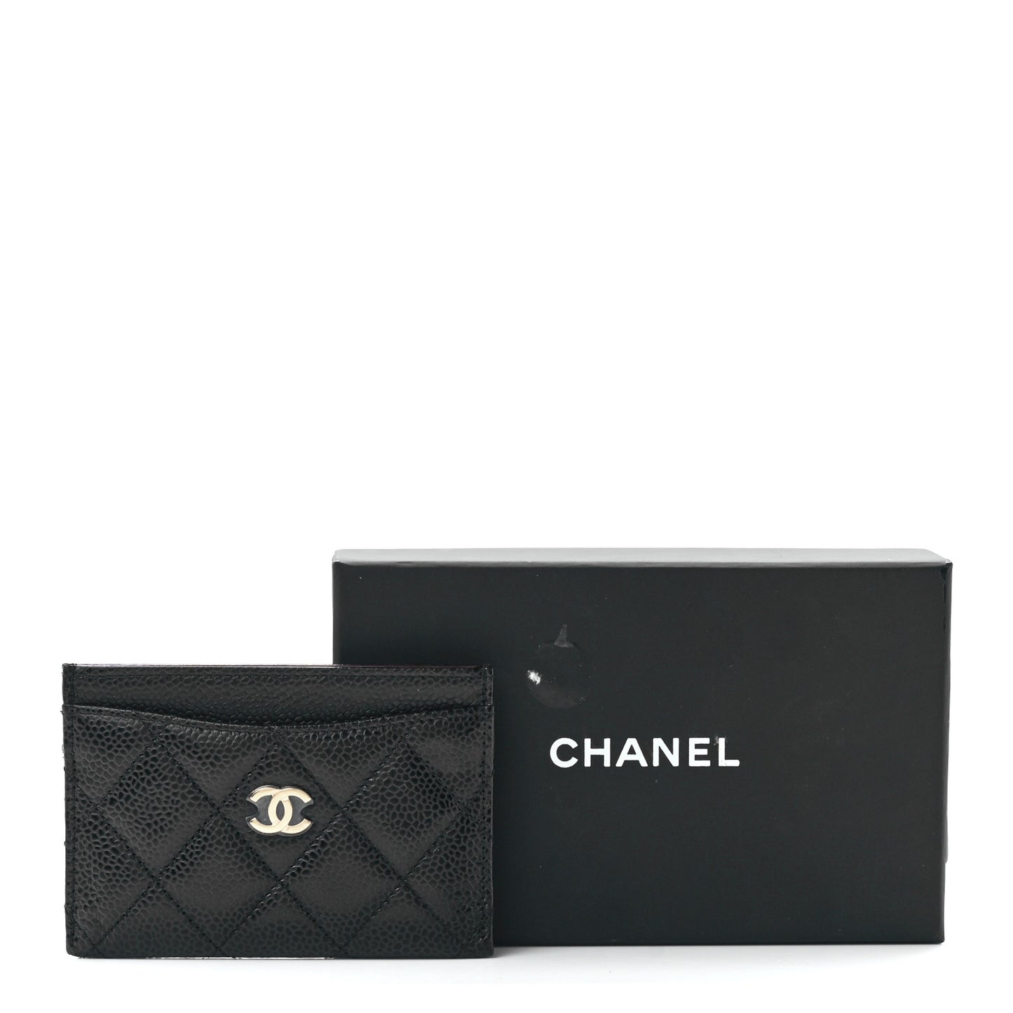 Caviar Quilted Card Holder Black