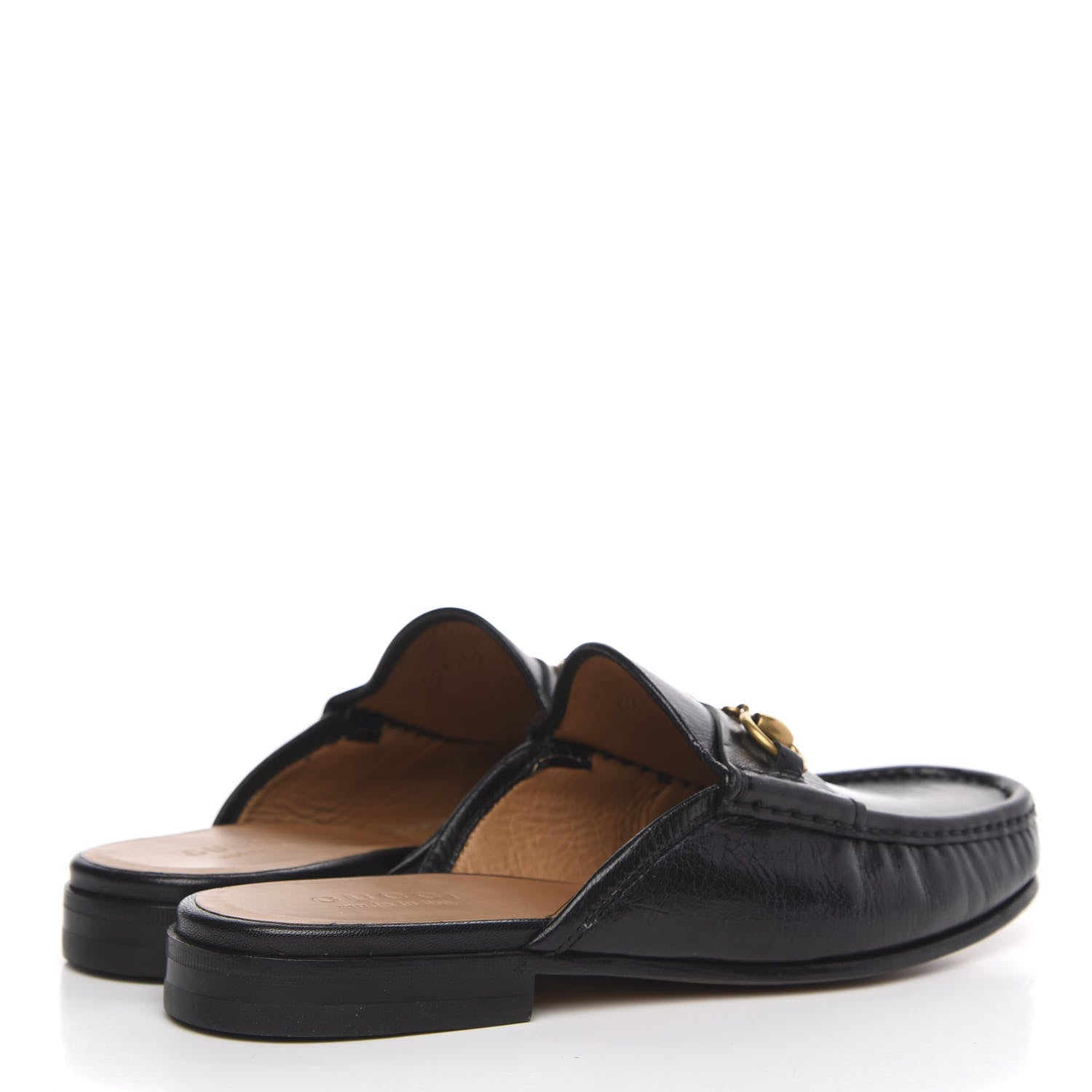 Gucci Goatskin Mens Horsebit Slippers 8 Black 4 of 9