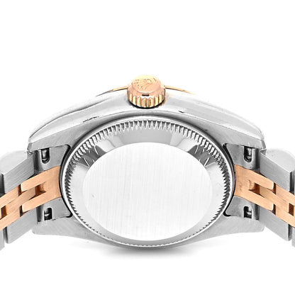 Rolex Stainless Steel 18K Everose Gold 26mm Oyster Perpetual Datejust Watch Black Roman 179171 4 of 4