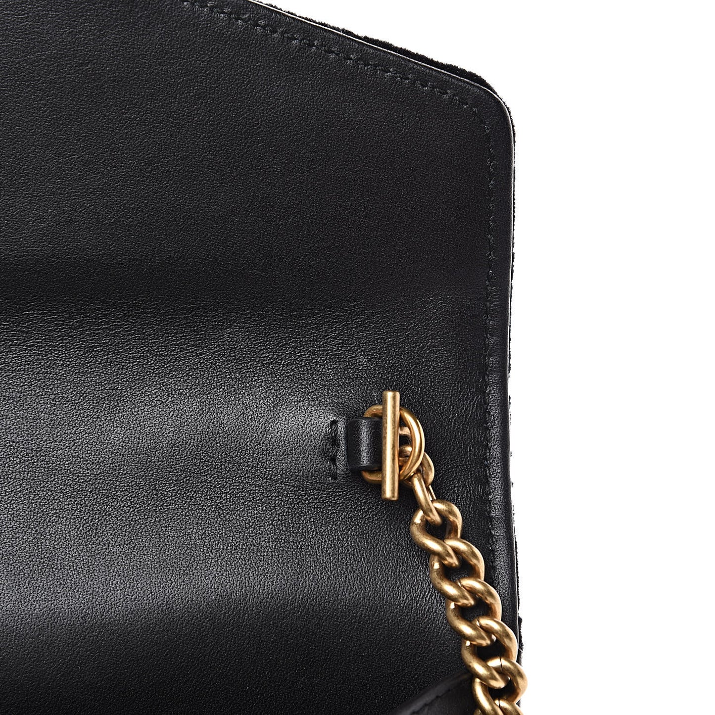 Velvet Matelasse GG Marmont Chain Wallet Black