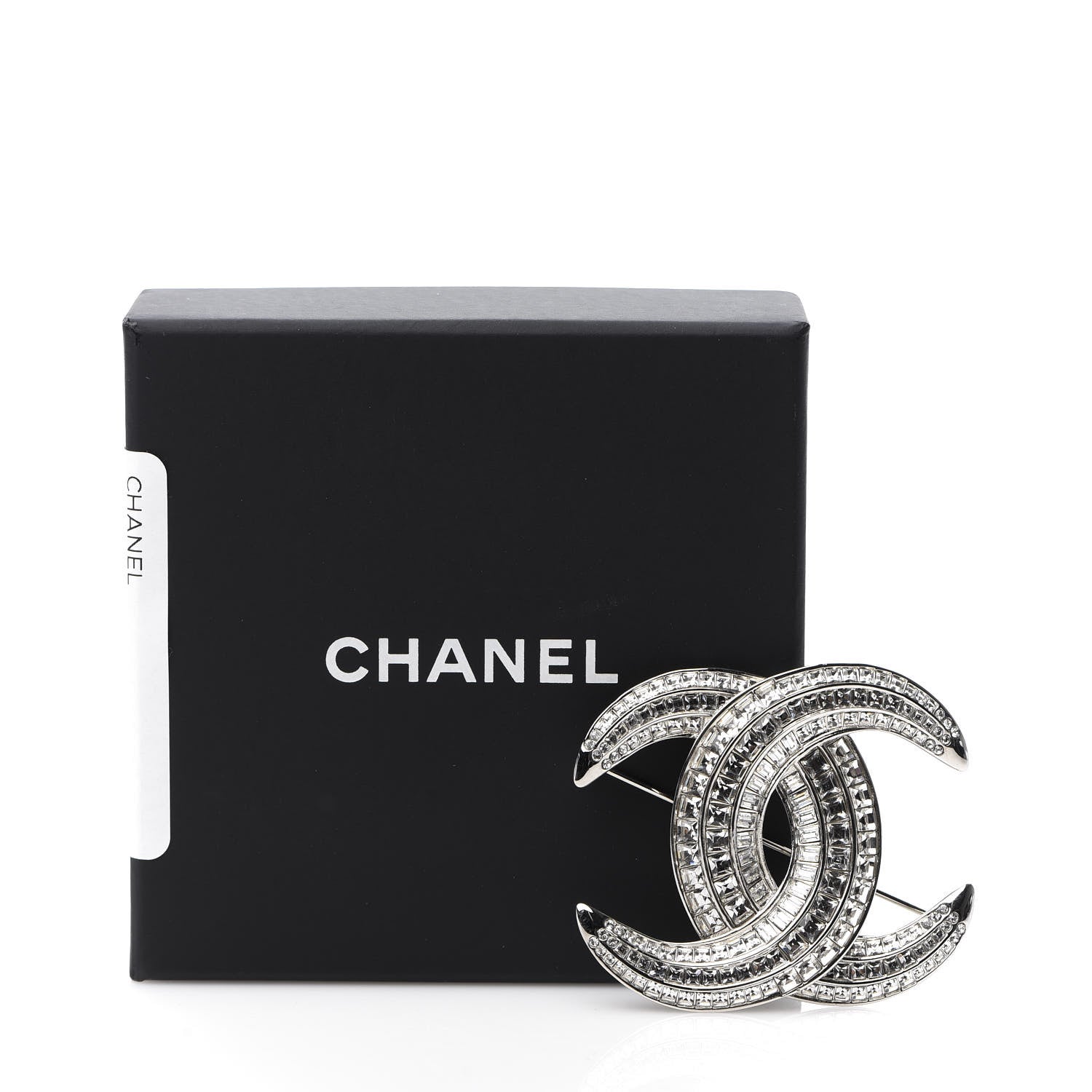 Chanel Baguette Crystal CC Brooch Silver 4 of 4