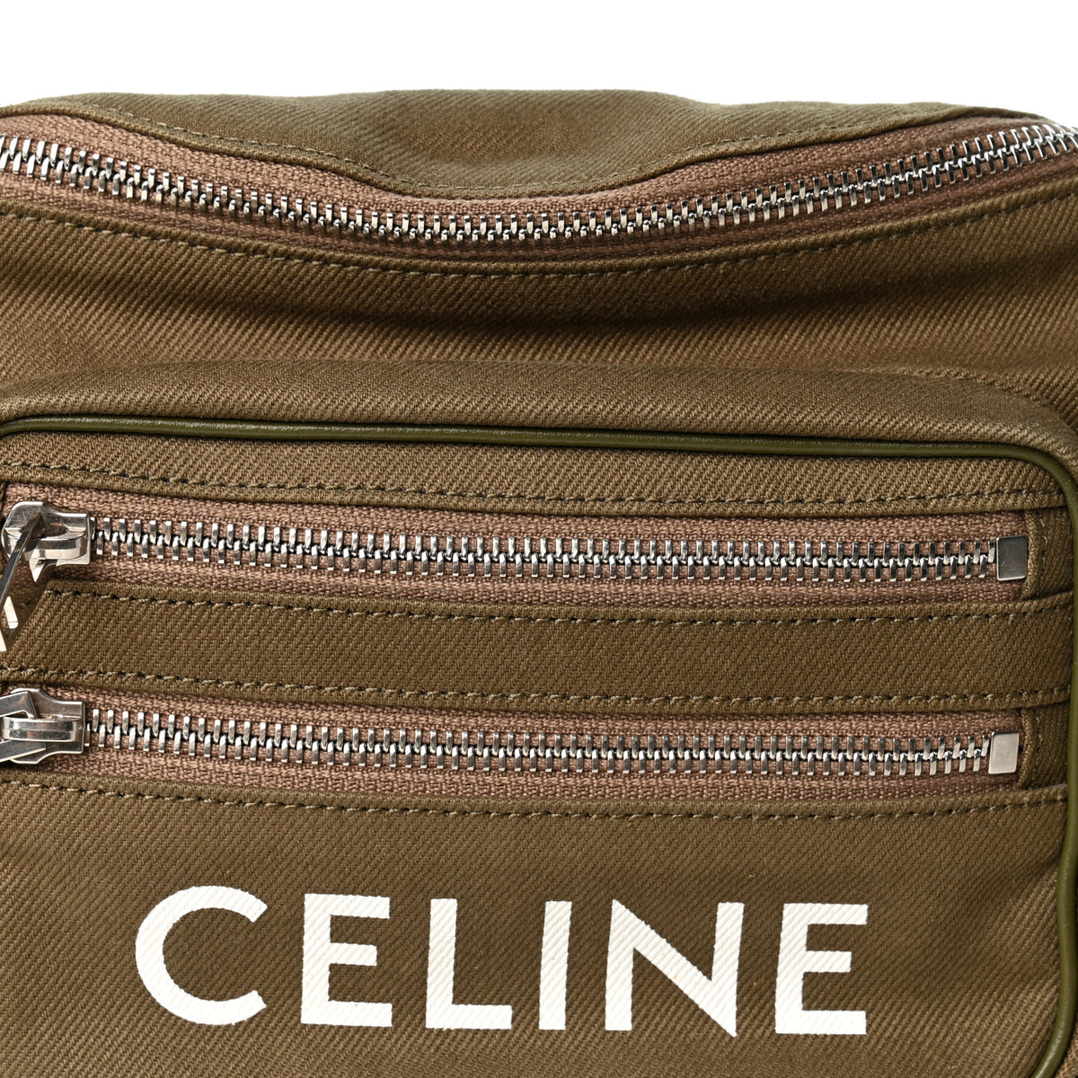 Cotton Gabardine Logo Print Trekking Belt Bag Khaki