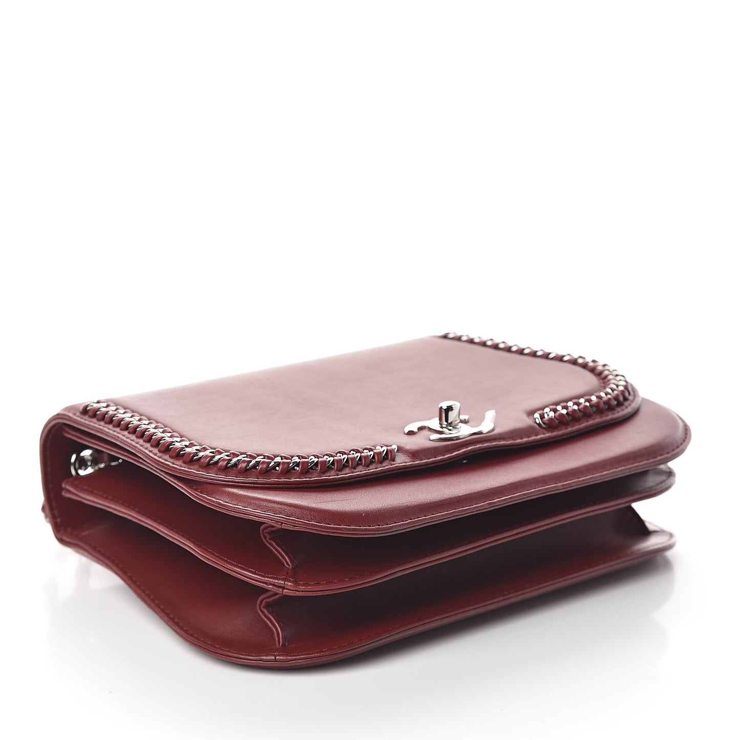 Calfskin Braided Medium Chic Flap Burgundy
