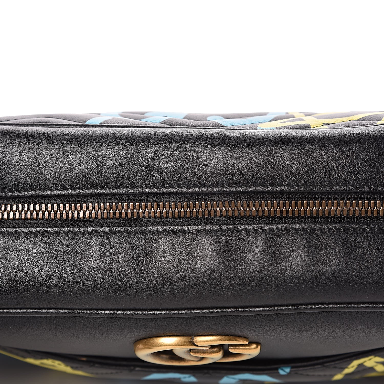 Gucci Calfskin Matelasse GucciGhost Medium GG Marmont Chain Shoulder Bag Black New Acquamarine 11 of 13