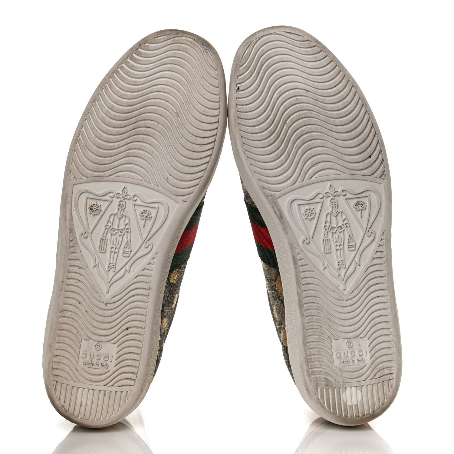 Gucci GG Supreme Monogram Bees Ayers Web Womens Ace Sneakers 37.5 Beige Oro Green Red 7 of 11