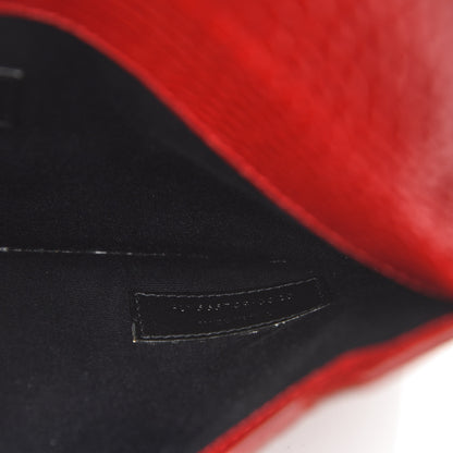 Saint Laurent Calfskin Crocodile Embossed Uptown Monogram Clutch Rouge Eros 8 of 10